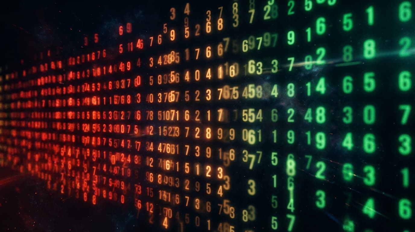 Abstrakte Datenvisualisierung mit Referenzwert-Bereichen von rot zu grün